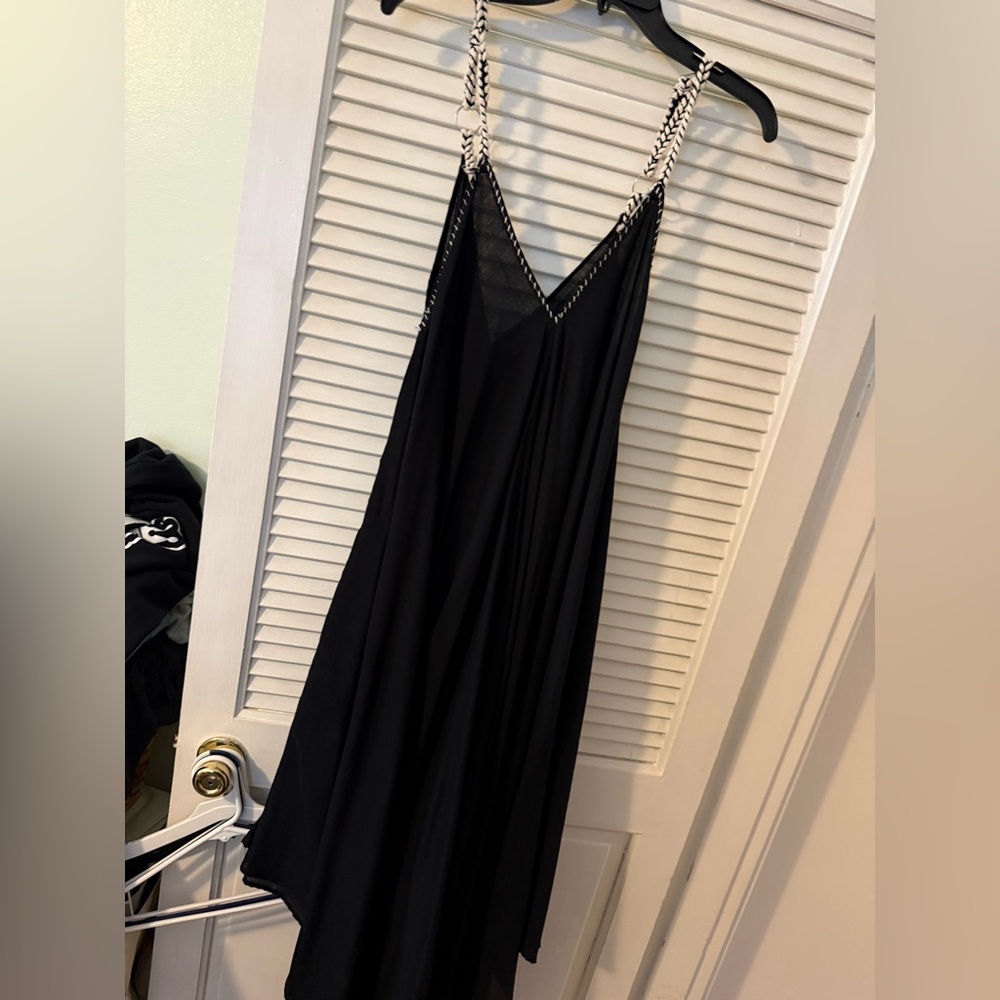 NWT, World Market Black Jumpsuit with braided rope accents, tie back